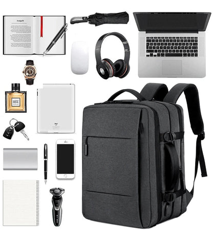 Classic Travel Backpack Men Expandable USB Bag